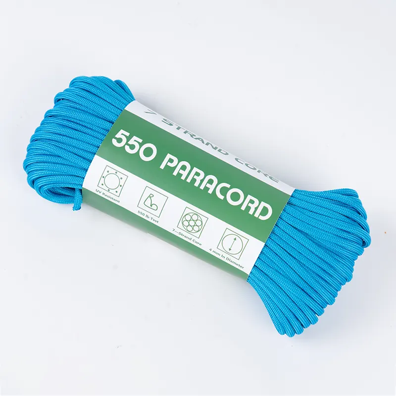 Paracord in poliestere 550 blu lago solido da 4 mm a 7 fili