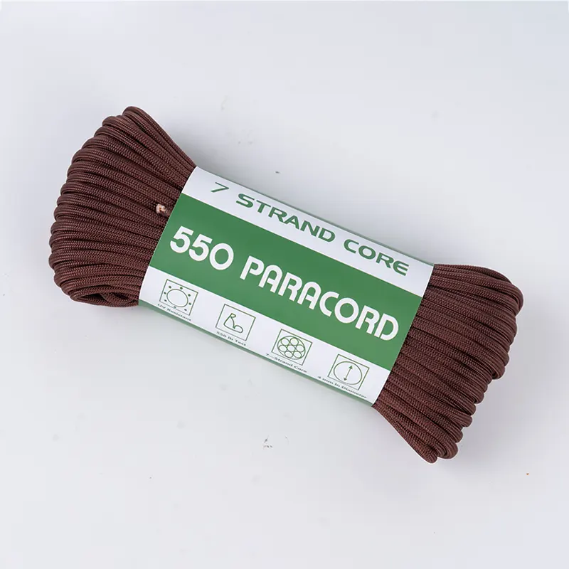 Paracord in poliestere 550 con palmo rosso solido da 4 mm a 7 fili