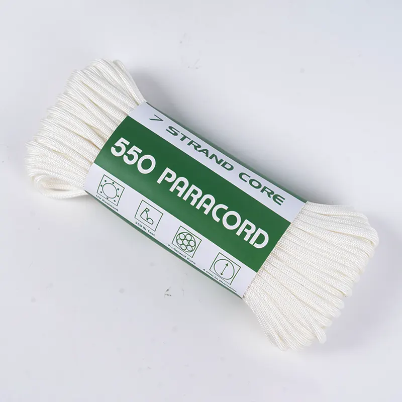 Paracord in poliestere 550 bianco solido da 4 mm con 7 fili